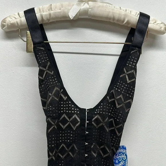 Free People Thank You Never Bodysuit Thong Lace See Thru Black Nwt New Size XS - Picture 4 of 11